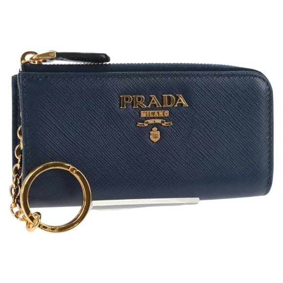 PRADA Key Case Safiano leather Navy Auth